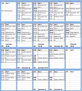 SBAC Testing Schedule Spring 2016